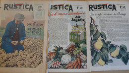 1941/1943 - 3 N°  RUSTICA -Revue De La Campagne UTILISATION Des COINGS, CONSERVATION POMMES DE TERRE, RECOLTES Du JARDIN - 1900 - 1949