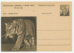 Postal Stationery Czechoslovakia 1956 Tiger - Zoo Prague - Non Classificati