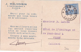 1932 - PERFORE / PERFIN ! - SEMEUSE Sur CARTE De J.MALVOISIN à ALGER ! OBLITEREE AU PASSAGE à MACON ! => VICHY - Autres & Non Classés