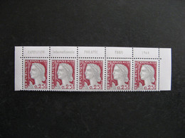 A). TB Bande De 5 Avec Texte Complet Du N° 1263c, Neuve XX. Avec PUB Supérieure " PHILATEC ". - Unused Stamps