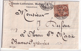 1896 - PERFORE / PERFIN ! - SAGE Sur LETTRE De CLAUDE LAFONTAINE à CHARLEVILLE (ARDENNES) - Sonstige & Ohne Zuordnung