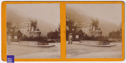 Chamonix Mont-Blanc Monument Saussure Photo Stéréoscopique 1900s Grand Hôtel D'Angleterre Moderne Victoria C5-35 - Photos Stéréoscopiques