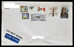 165.CANADA 2009 USED AIRMAIL COVER TO INDIA WITH (07) STAMPS PLANES, INSECTS, FLAGS , OLYMPICS, SCOUTS. - Commemorativi
