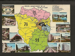 Carte Géographique Ancien Département De La Seine Et Oise 78 91 92 93 94 95   ( éditions Combier CIM   )   12 Vues - Cartes Géographiques