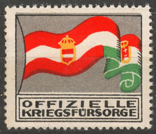 Flag Austria Hungary WW1 WAR Austro-Hungarian Empire KuK Kriegsfürsorge Military WAR Aid LABEL CINDERELLA VIGNETTE - Otros & Sin Clasificación