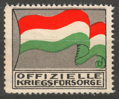 FLAG Hungary WW1 WAR Austro-Hungarian Empire KuK Kriegsfürsorge Military WAR Aid LABEL CINDERELLA VIGNETTE - Andere & Zonder Classificatie