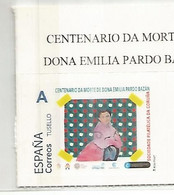 TUSELLO CENTENARIO MUERTE EMILIA PARDO BAZAN LITERATURA - Storia Postale