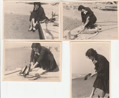 12718.   Lotto 5 Fotografie Vintage Una Donna Femme Elegante Sulla Spiaggia E Le Sue Scarpe Aa '50 Italia - 10x7 - Anonyme Personen