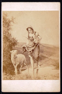 Vers 1874 PHOTO CDV GOUPIL - Le Petit Protégé - Bergère - Agneau - Photo De Tableau De Eug. Lejeune - Antiche (ante 1900)