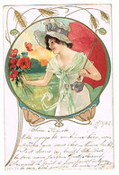 Femme    CPA Dos Non Divisé A Voyagé 1903  Art Nouveau Gaufrée Colorisée - 1900-1949