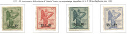 Italia Italy Italien Italie 1922 BLP  Anniversario Vittoria   B.L.P.  Serie MNH** Non Emessi - Timbres Pour Envel. Publicitaires (BLP)