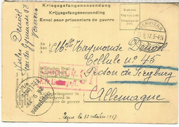 BELGICA VERVIERS 1917 POW WW1 CON CENSURA LIMBURG PRISIONEROS DE GUERRA - Storia Postale
