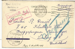 BELGICA LIEGE 1917 POW WW1 CON CENSURA LIMBURG PRISIONEROS DE GUERRA - Storia Postale