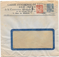 Enveloppe En-tête Publicité CAISSE SYNDICALE DE RETRAITE DES FORGES De La CONSTRUCTION MECANIQUE Des INDUS.ELECTRIQUES - Banco & Caja De Ahorros