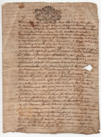 Acte Manuscrit 4 Pages Testament 18ème Siècle 1722 Cachet Généralité De Riom Seize Deniers - Manuscripts