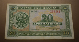 GREECE Banknotes 20 Drachmai 1940  F - Grèce