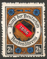 Czehia Bohemia Bund Der Deutschen Für Nordmährens Germany Austria  Label Cinderella Vignette 1886 - Gold Foil - ...-1918 Préphilatélie