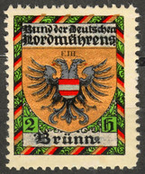 BRÜNN Brno Czehia Bohemia Bund Der Deutschen Für Nordmährens Germany Austria  Label Cinderella Vignette GOLD Foil - ...-1918 Préphilatélie