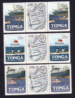 Tonga 1982 Specimen Tin Can Mail Gutter Strips With Tin Can Cachets Labels - Tonga (1970-...)