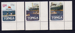 Tonga 1982 Specimen Christmas Ovpt On Tin Can Mail Set - See Description For More Details - Tonga (1970-...)