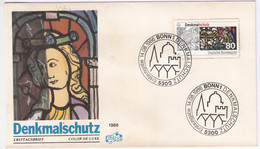 Germany Deutschland FDC 1986, Monument Protection, (stained Glass Window), Art, Cond., Marginal Stains, - Verres & Vitraux