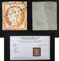 N° 5d 40c CERES ORANGE "4 Retouché" T. Déf. Oblit Cote 7300€ Signé Calves + Certificat - 1849-1850 Ceres