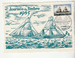 Carte Maximum Illustration Bateau à Aubes, Journée Du Timbre 1965 - Storia Postale