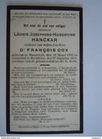 Doodsprentje Léonie-Josephine-Hubertine Hanckar Maastricht 1835 Reckheim 1924 Wed Dr François Cox C.F. Serie 225 Pl 2 - Imágenes Religiosas