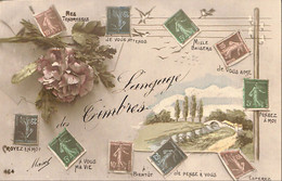 037 298 - CPA - Thème -  Timbres (représentations) - Fantaisie - Romantique - Les Timbres Et Leur Langage - Briefmarken (Abbildungen)