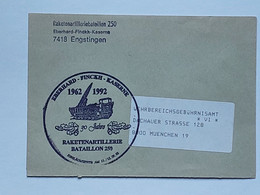Brief Bundeswehr, Raketenartilleriebataillon 250, Engstingen (gelaufen?, 1992), #BW2 - Militaria