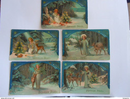 Joyeux Noël 5 Cartes Kaarten Jésus Jezus Série PBF 11960 Gelopen Circulée 1910 Antwerpen - Sonstige
