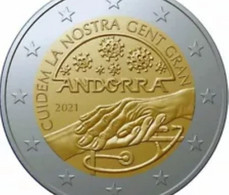 Andorra 2021    2 Euro Commemo  "Seniorenzorg" Uit (Los Ou Libre) Of In De Coincard - Dans Une Belle Coincard   !! - Andorre