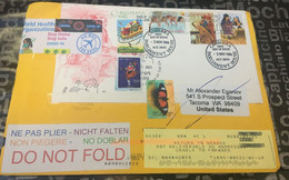 (1 E 26) Large Letter Posted To USA (during COVID-19 Pandemic) And RTS To Australia - Many Stamps - Cartas & Documentos