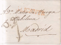 Año 1825 Prefilatelia Carta Marcas Nº10 Alicante  Porteo 7 Y Llegada .Nota De Precios Y Cambios De Alicante - ...-1850 Préphilatélie