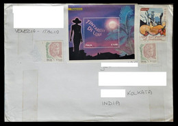 165.ITALY USED AIRMAIL COVER TO INDIA WITH M/S + STAMPS. NO POSTMARKS. - 2001-10: Storia Postale