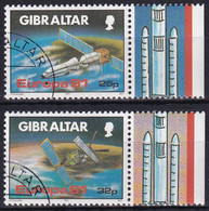MiNr. 613 - 614  Gibraltar1991, 26. Febr. Europa: Europäische Weltraumfahrt - Europa