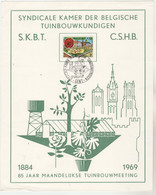 TIMBRES DE BELGIQUE SUR DOCUMENT 1969 SOUVENIR (SYNDICALE KAMER DER BELGISCHE TUINBOUKUNDIGEN) - Erinnerungskarten