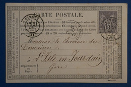 AK9 FRANCE BELLE  CARTE 1876 GIMONT   POUR LISLE ++N°66+++AFFRANCH. PLAISANT - - 1876-1878 Sage (Tipo I)