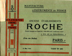 CATALOGUE 1928.MANUFACTURE D'INSTRUMENTS DE PESAGE.Ets.ROCHE 4 RUE DE LA FERRONNERIE.PARIS. - Non Classés