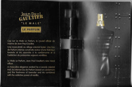 PARFUM JEAN PAUL GAULTIER - LE MALE LE PARFUM, VOIR LES SCANNERS - Echantillons (tubes Sur Carte)