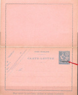 Entier Carte Lettre Du Levant Rose, 25c Mouchon Bleu  Surchargée I Piastre I Neuve - Lettres & Documents