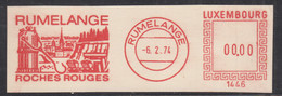 00.00 Value, Trial Meter Cancellation?, ATM Machine Stamp, Luxemburg, Rumelange Rochhes Rouges, Mineral, Mining Tools, - Machines à Affranchir (EMA)