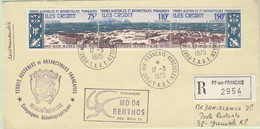 TAAF 1975 Iles Crozet Strip 3v REGISTERED Letter Ca Port-aux-Francais Kerguelen (TAF161B) - FDC