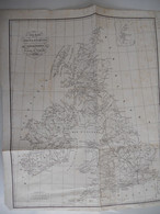 Les îles BRITANNIQUES Angleterre Ecosse Et Irlande 1838 Lithographie De F.G. Levrault à Strabourg - Mapas Topográficas