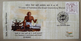 India 2021 75th Years Of Vadodora Jhilla Khadi Gramodyog Bhavan Mahatma Gandhi  Special Cover  (**) Inde Indien - Cartas & Documentos