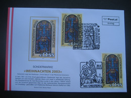 Österreich- Christkindl 28.11.2003, FDC Schmuck-Beleg Mit Sonderstempel Und Stempel St. Gabriel - Storia Postale