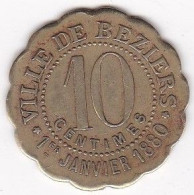 34. Hérault. Ville De Béziers. La Fraternelle Fourneaux Démocratiques 10 Centimes, Frappe Médaille, En Laiton - Monedas / De Necesidad