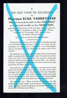 Gedachtenis Vandevyver Elisa 1890 - 1967  Vlamertinge - Ieper Wwe Louis Dumazy En Maurice Bonte - Devotion Images
