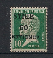 SYRIE - 1923 - N°Yv. 102 - Pasteur 50c Sur 10c Vert - VARIETE Surcharge Décalée - Neuf Luxe ** / MNH / Postfrisch - Neufs