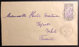 Océanie Lettre 1933 TAHITI Ile De RAIATEA UTUROA Tarif Interieur à 50c N°55 Pour Papeete Daguin En Arrivée  TTB - Storia Postale